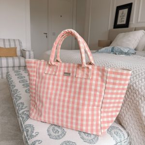 Bolsa xadrez rosa