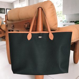 Bolsa pirâmide preta/caramelo