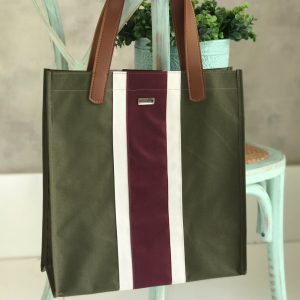 Sacola listra verde/vinho